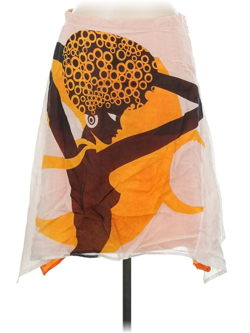African Art Print Asymmetrical Skirt US 6 EU 40 Y2K VINTAGE RARE